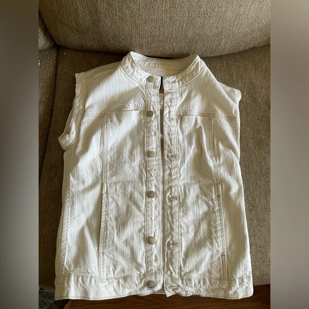 Kate Spade Saturday Women's Vest Cotton Blend Denim Sleeveless Cream Size XS